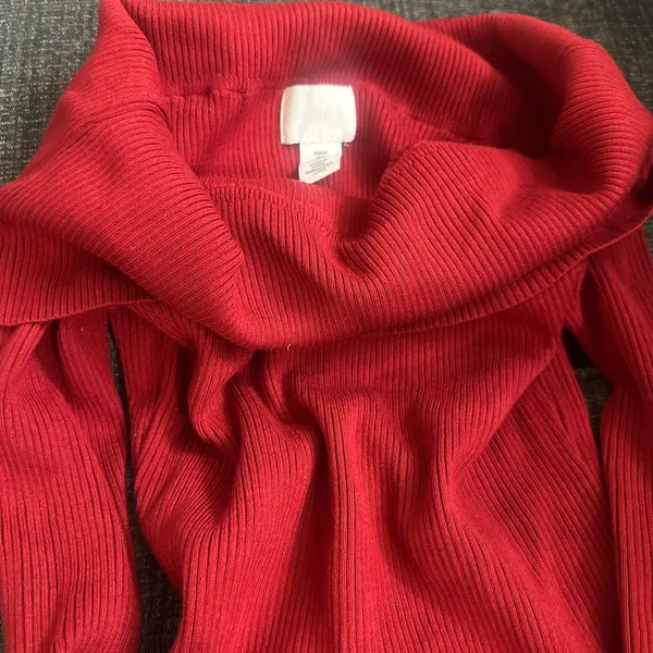H&M Red Ribbed off the shoulder sweater - Image 4