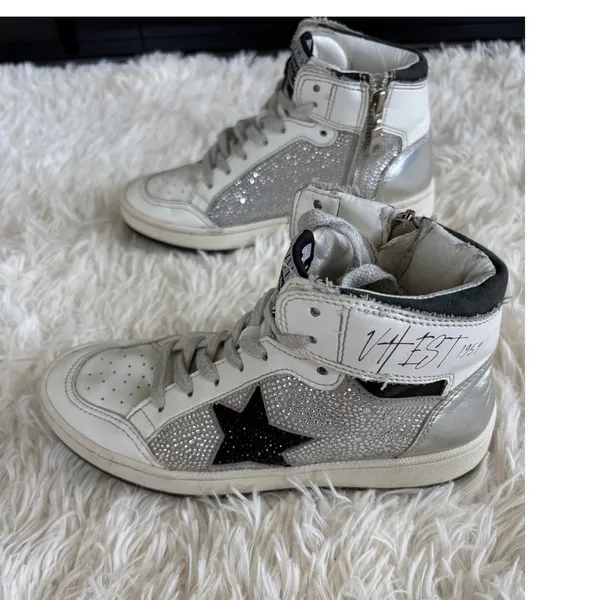 Vintage Havana Womens High‎ Top Sneakers Rhinestone Star White Silver Size 5 - Image 4