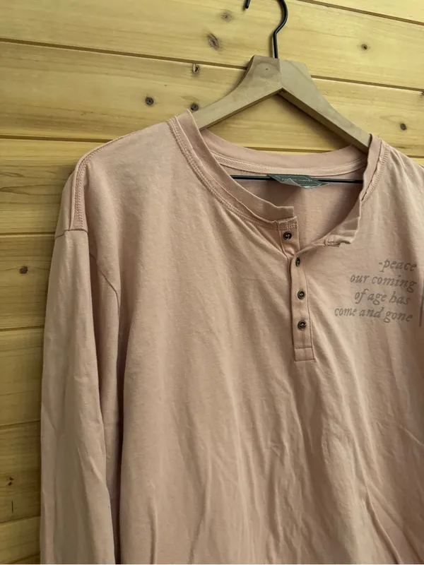 Taylor Swift Medium Pink Folklore Peace Long Sleeve Henley Cotton Lightweight - Image 2