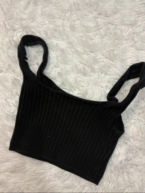 Wilfred Black Ribbed Knit Crop Tank Top - Women's - Image 2
