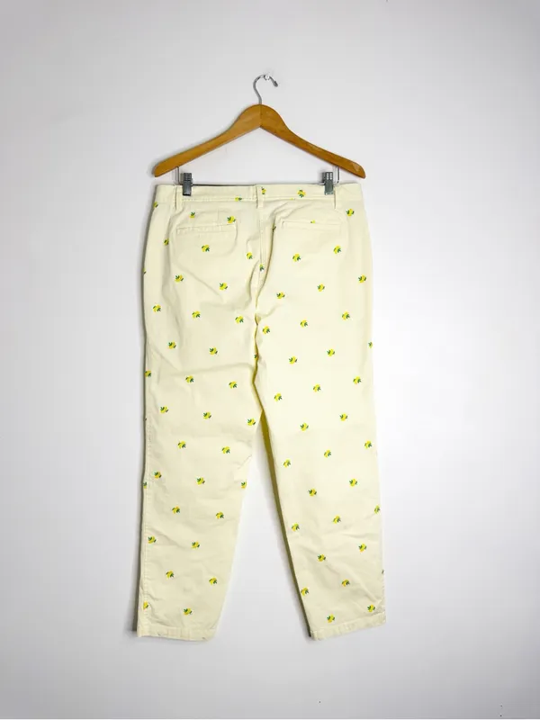 Talbots Relaxed Chino Pants Size 10 Yellow Lemon Embroidered Stretch Cotton - Image 4