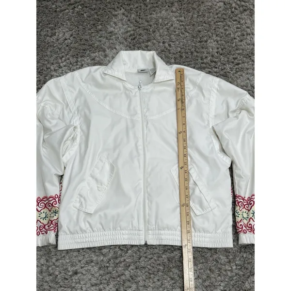 Vintage 90s Nike White Track Jacket Women’s Aztec Sun Embroidered Windbreaker S - Image 14