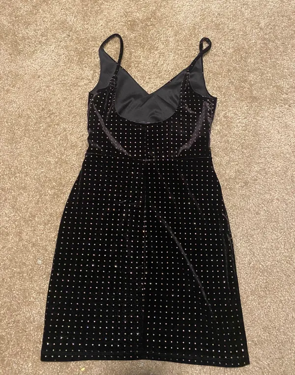 Boutique Velvet Polka Dot Glitter Mini Dress - Image 2