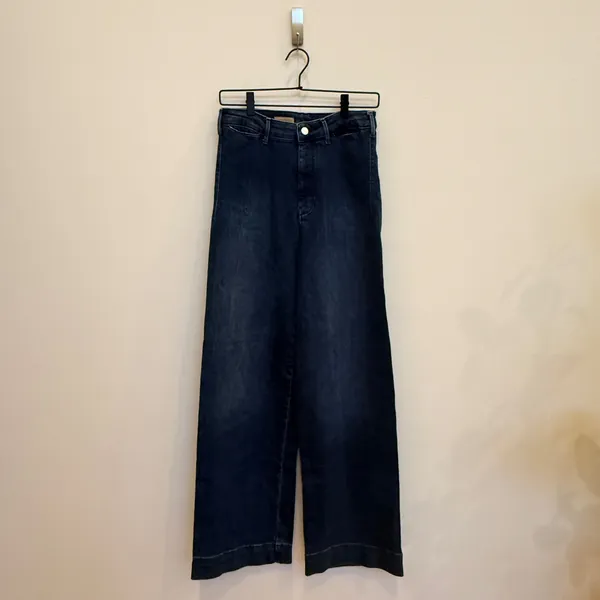 Pilcro The Skipper High-Rise Wide Leg Jeans‎ Darkish Indigo Wash Size 27 - Image 10