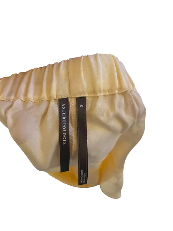 Anthropologie Ruffle Sleep Satin Shorts butter Yellow Cream Romantic Bloomers - Image 3