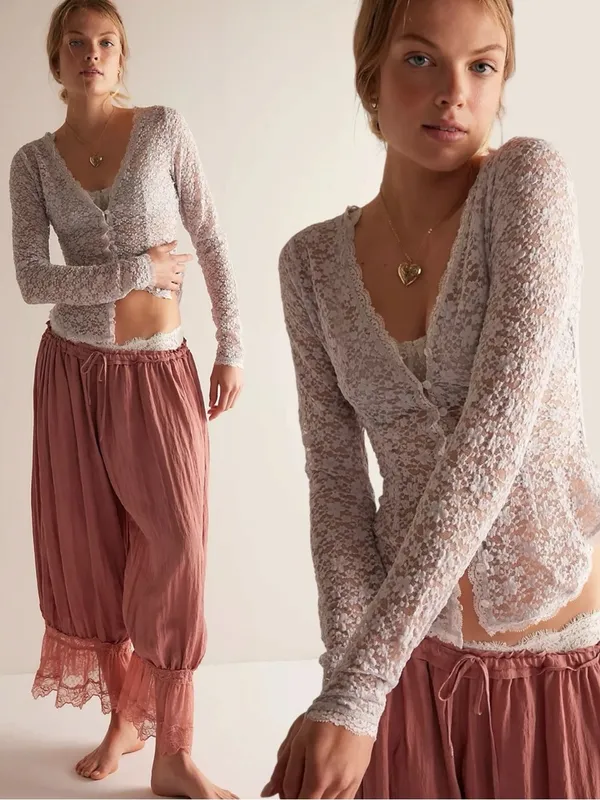 Free People Dainty Ethereal Cottage Lara Lace Top Light Lilac Ash Size Small NEW - Image 2