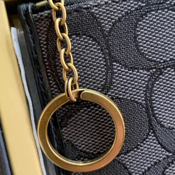 Authentic COACH 1941 leather/signature jacquard zip top card case/Keychain/ID - Image 11