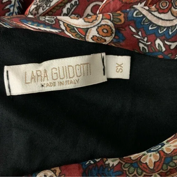 Lara Guidotti Dress XS Long Sleeve Viscose Silk Boho Paisley Evening Party - Image 6