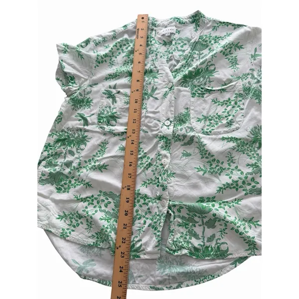 Piyama Pajama Set XS Green White Toile Botanical Rayon Pants Bali Resort #F13-1 - Image 7
