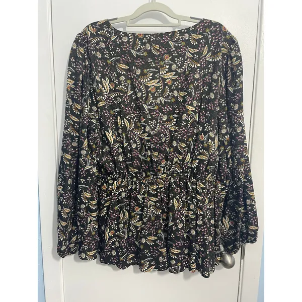 Lane Bryant Babydoll Blouse Size 18 Floral Glitter Whimsygoth Boho Office NWT - Image 6