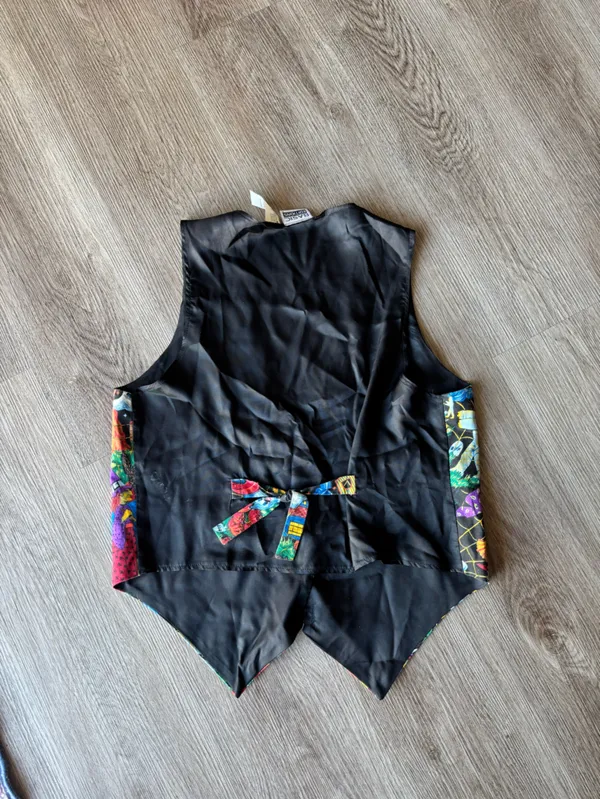 Vintage Basic Editions Halloween Trick Treat Ghosts Black Vest V Neck - Image 7