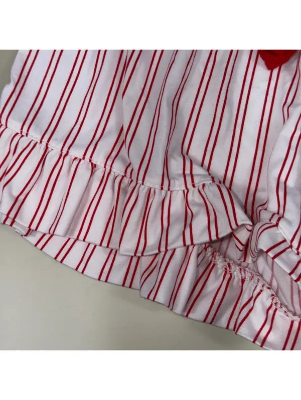 Women’s Red & White Striped Ruffle Hem Lounge Shorts Size Medium - Image 3