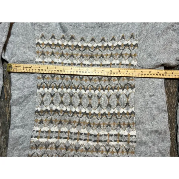 J. Crew Fair Isle Geometric Pattern Merino Wool Blend Crewneck Sweater Size‎ Med - Image 7