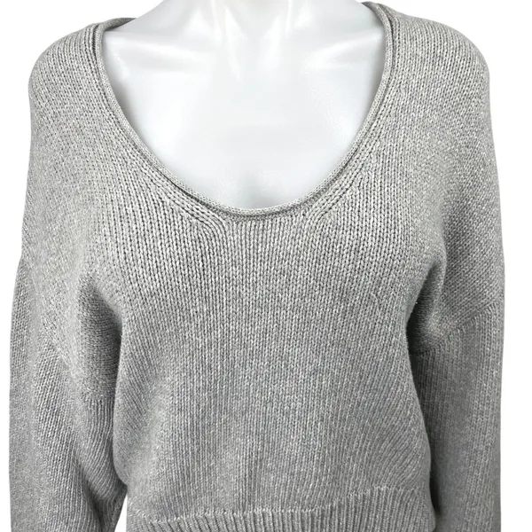 Free People Women's Gray Waffle Knit Long Sleeve Pullover Sweater Top Size XS - Image 3