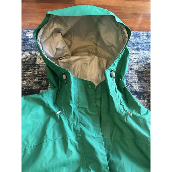 L.L. Bean Waterproof Shell Hoodie Parka Green Women's Size XL Outdoor Rain Coat - Image 4