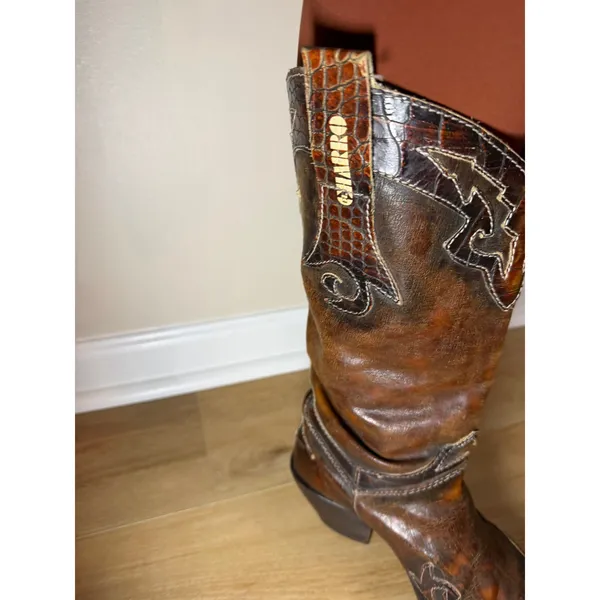 El Charro Leather Cowboy Boots Size 38 - Image 4