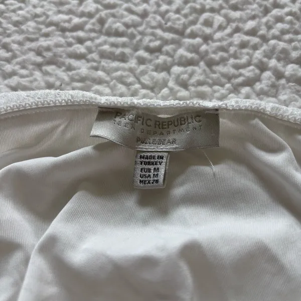 Pull&Bear Pacific Republic White Lace Trim Top Medium Coquette Clean girl Y2K - Image 3