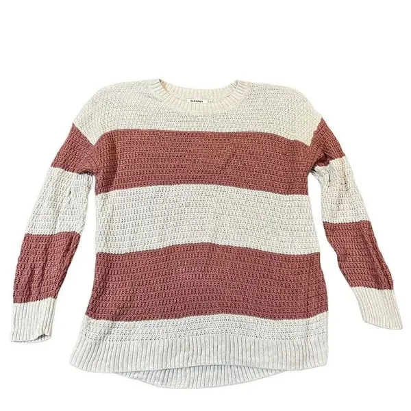 Old Navy Stitchy Pink Stripe Sweater Tunic XL - Image 2