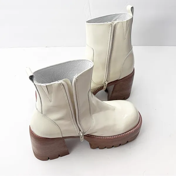 JEFFREY CAMPBELL Quavo Ice Crinkle Patent Leather Chunky Heel Platform Boots 6 - Image 5