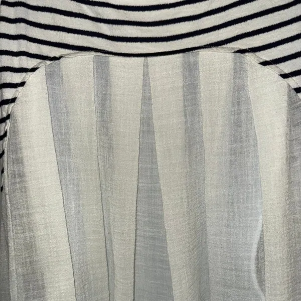 FREE PEOPLE French Kiss Black White Striped High Low Blouse‎ S/S Size XS - Image 5