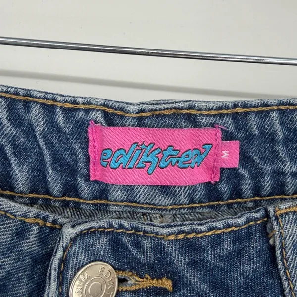Edikted Wide Leg Jeans Womens M‎ Blue Baggy Y2K Denim Pants - Image 3