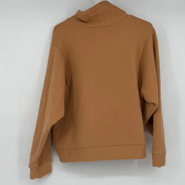 Madewell MWL Ribbed Funnel Neck Sweatshirt Pullover‎ Tan Brown M - Image 2