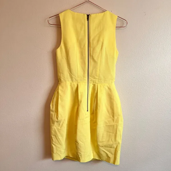 ASOS Mini Dress Womens 2 Yellow Crystal Embellished Pleated Summer Wedding Party - Image 4