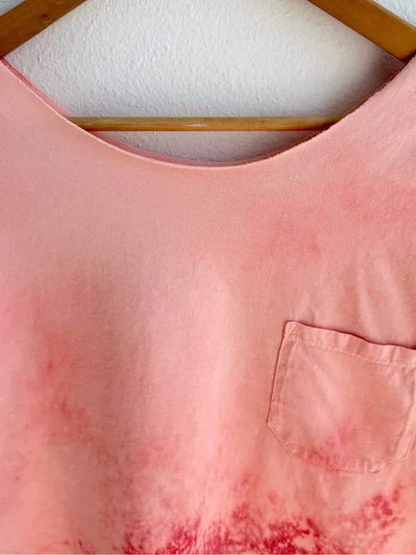Bleached grunge off the shoulder pocket tee Red Size L - Image 2