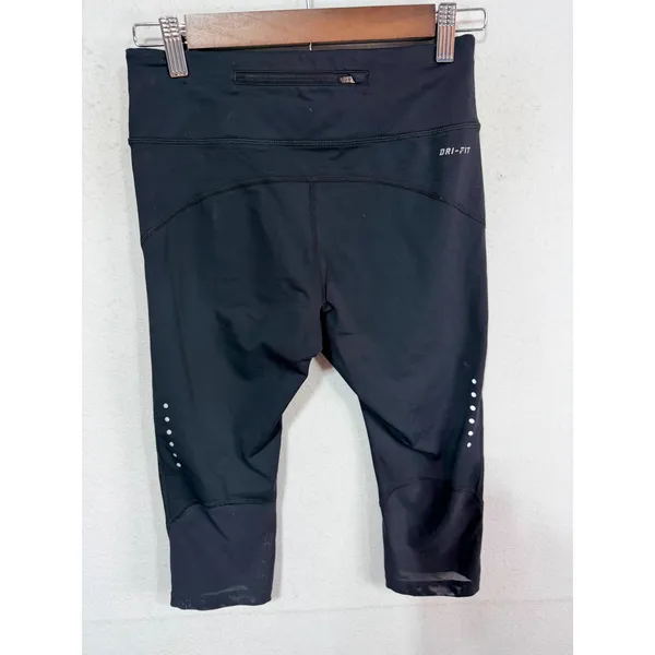 Nike Dri-FIT Running Cropped Mesh Capris Women's Size S Black Pocket Gym Workout - Image 7