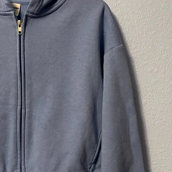 No Boundaries Blue Full Zip Cropped Hoodie Size M 8-10 - Image 5