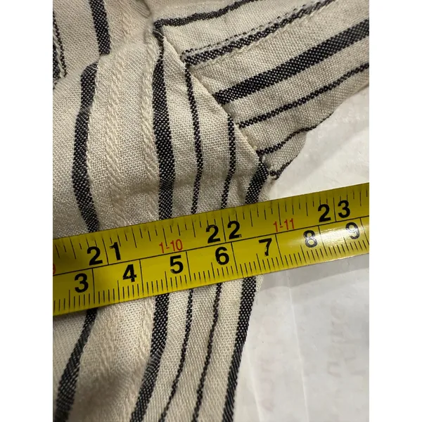 Free People Striped‎ Tunic Top Blouse Women's M/M Medium Long Sleeve Ivory Black - Image 6