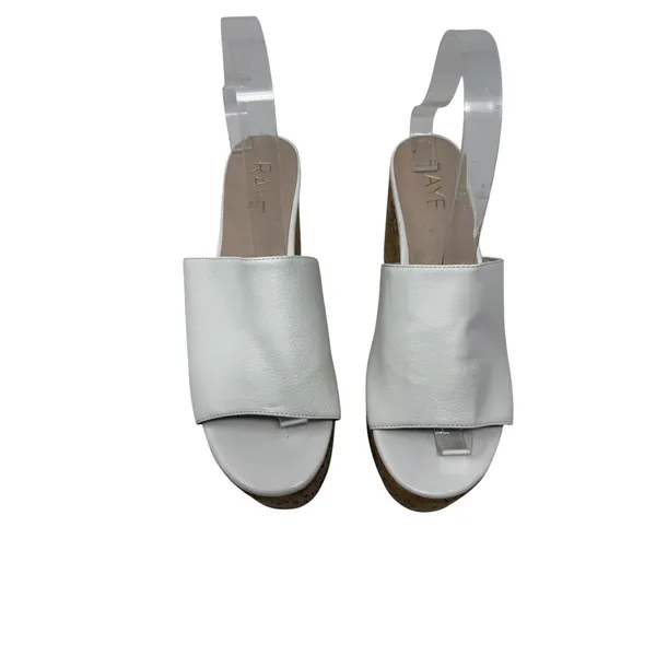 RAYE White Leather Cork Platform Sandals Chunky Block Heel Womens Size 7.5 - Image 3