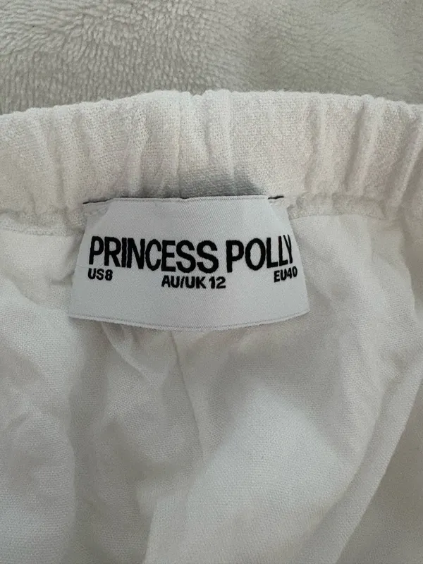 Princess Polly Linen Pants White 8 - Image 3