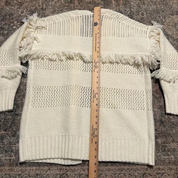 NWT Aerie Real Good Fringe Open Front Cardigan Sweater Cream White S - Image 4