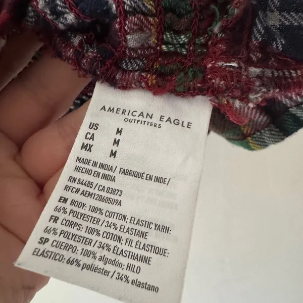 American Eagle Women's Plaid Puff Sleeve‎ Smocked Top Y2K Vibes - Image 8