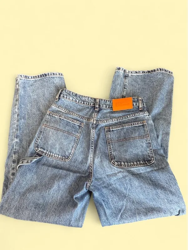 Princess Polly Blue Denim Carpenter Wide Leg Jeans - Image 2
