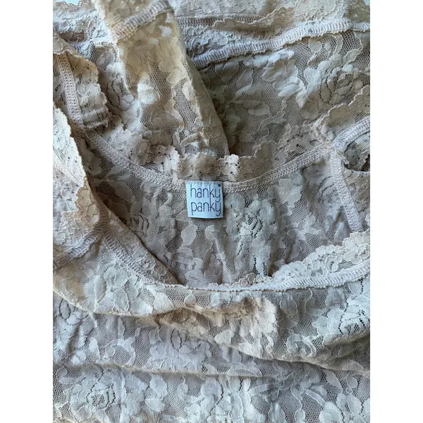 Hanky Panky Lace Cami Tank Top Blush Taupe Floral Lace - Image 4
