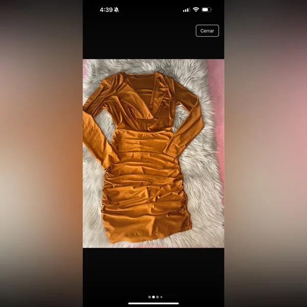 SHEIN Brown Ruched Bodycon Dress Cowl Neck Sleeveless - Image 3