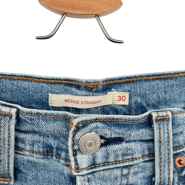 Levi's Wedgie‎ Straight Jeans Distressed Denim Medium Wash Blue Size 30 - Image 14