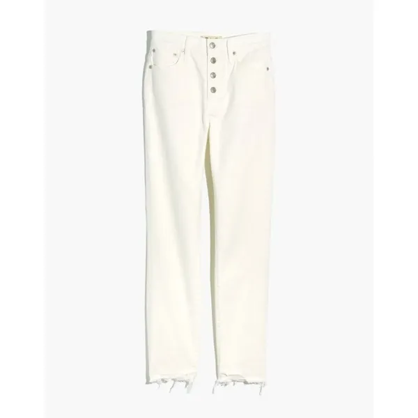 Madewell The Perfect Vintage Crop Jean‎ White Button Fly Raw Hem L3908 Womens 28 - Image 6