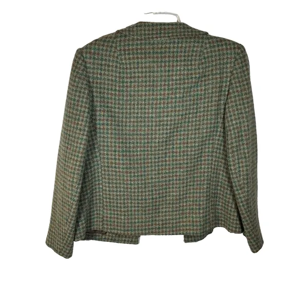 Vintage‎ 80's Wool Women's Green Plaid Jacket Preppy - Image 2