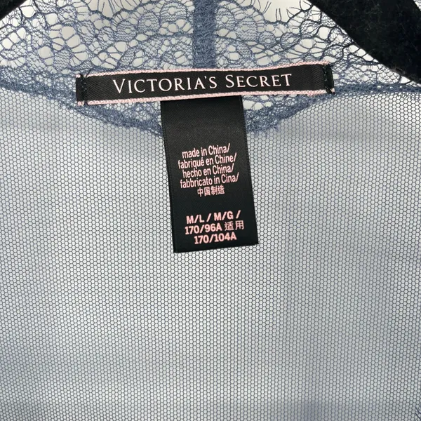 Victoria's Secret Sheer Mesh Lace Kimono Robe Slate Blue Open Front M/L - Image 3