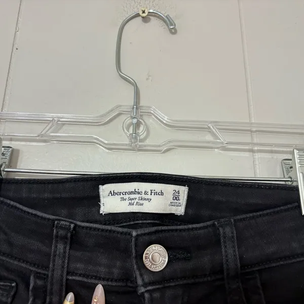 Abercrombie & Fitch Super Skinny Mid Rise Black Jeans Size 00 / 24 - Image 5