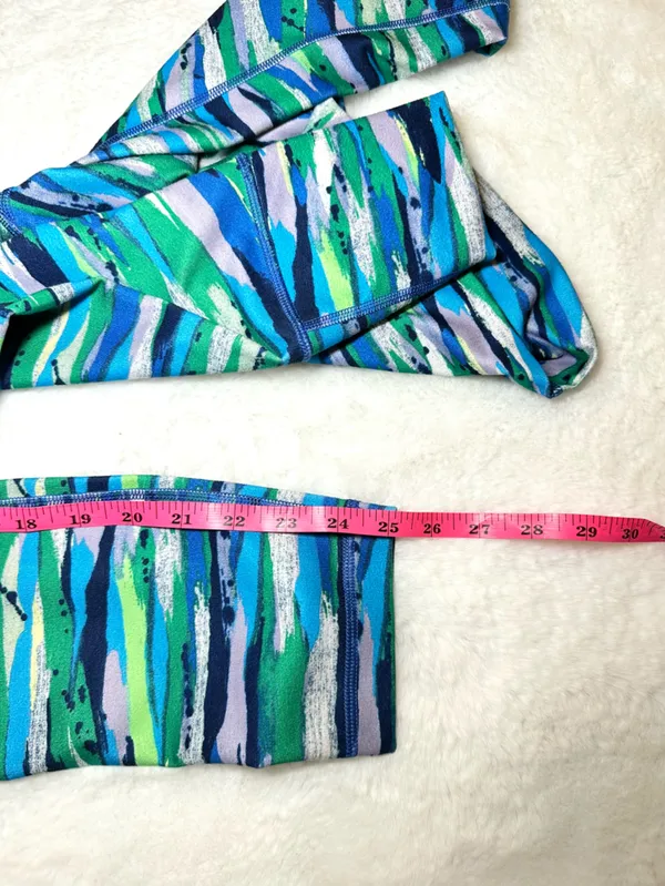 LULULEMON Wunder Under Striped Midi Legging • Blue Green Purple • Women Size 6 • - Image 7