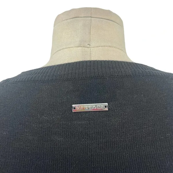 Versace Black Cotton Knit Short‎ Sleeve Sweater Size Medium - Image 7