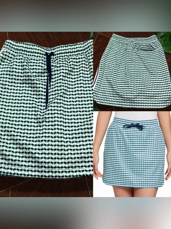 Lady Hagen Navy and White Geo Drawstring Mini Skirt M - Image 2