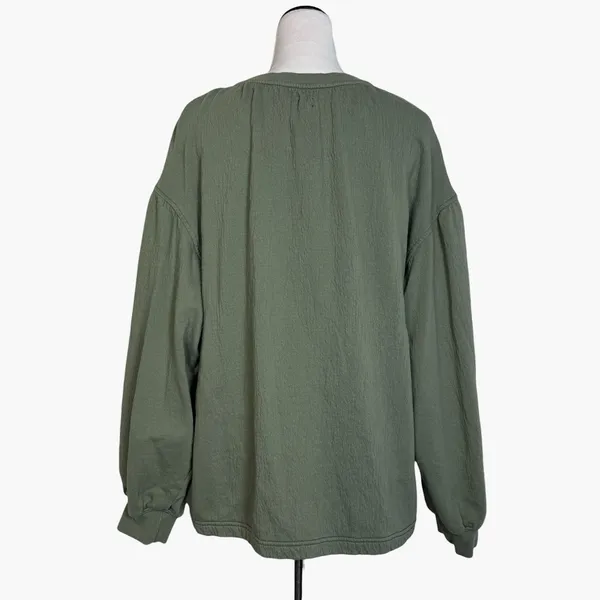 Aerie Easy Street Olive Green Oversized Sweatshirt Size M Peasant Boho Cottage - Image 7