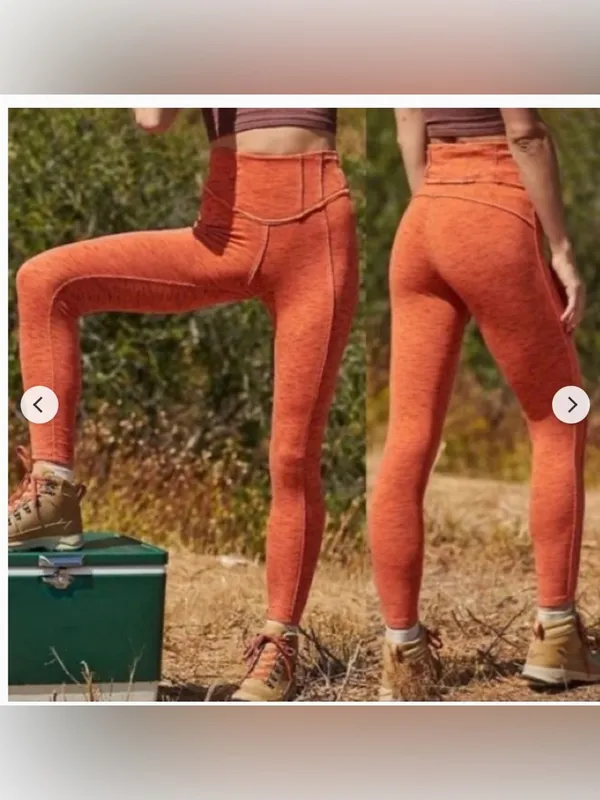 Free People Movement NWT Papaya Punch Orange High Rise Active Hybrid Legging XS - Image 2