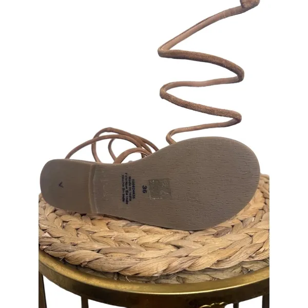 Free People Sandal Havana Taupe Suede Leather Gladiator Ankle wrap Boho festiva - Image 5
