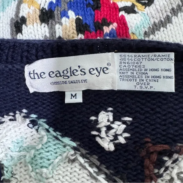 The Eagles Eye 1993 Vintage Ski Winter Holiday Christmas Sweater Cardigan Knit - Image 5